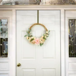 Flower Wreaths-National Tree Company 19" Wild Rose And Peony Flowers Hoop Wreath