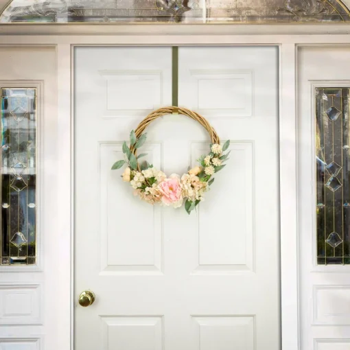 Flower Wreaths-National Tree Company 19" Wild Rose And Peony Flowers Hoop Wreath