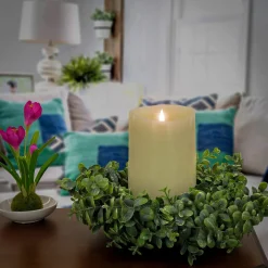Greenery Wreaths-National Tree Company Artificial 16" Spring Button Leaf Table Wreath