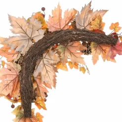 Harvest Accessories-National Tree Company Artificial Autumn Door Corners, Set Of 2, Decorated With Maple Leaves, Pine Cones, Pomegranates, Berry Clusters, Harvest Collection, 30 Inches