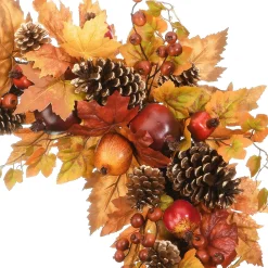 Harvest Accessories-National Tree Company Artificial Autumn Door Corners, Set Of 2, Decorated With Maple Leaves, Pine Cones, Pomegranates, Berry Clusters, Harvest Collection, 30 Inches