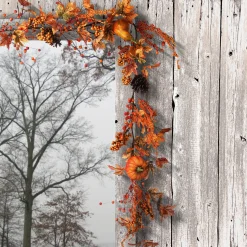 Harvest Garland-National Tree Company Artificial Autumn Garland, Made With Pumpkins, Pinecones, Berry Clusters, Maple Leaves, Autumn Collection, 6 Ft