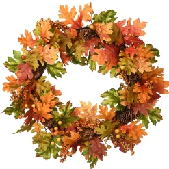 Harvest Wreath-National Tree Company Artificial Autumn Wreath, Decorated With Pinecones, Berry Clusters, Oak Leaves, Autumn Collection, 24 In