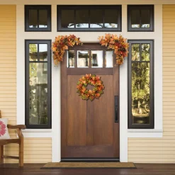 Harvest Wreath-National Tree Company Artificial Autumn Wreath, Decorated With Pinecones, Berry Clusters, Oak Leaves, Autumn Collection, 24 In