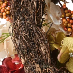 Harvest Wreath-National Tree Company Artificial Autumn Wreath, Decorated With Pinecones, Berry Clusters, Hydrangeas, Leafy Branches, Autumn Collection, 24 In
