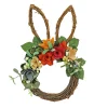 Easter Wreath-National Tree Company Artificial Bunny Shaped Hanging Wreath, Woven Branch Base, Decorated With Colorful Flower Blooms, Berry Clusters, Leafy Greens, Easter Collection, 17 Inches