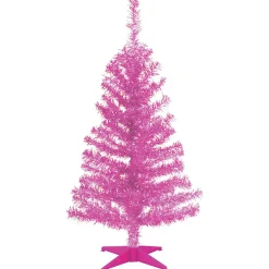 Under 5Ft-National Tree Company Artificial Christmas Tree, Pink Tinsel, Includes Stand, 3 Feet