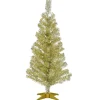 Unlit-National Tree Company Artificial Christmas Tree, Champagne Gold Tinsel, Includes Stand, 3 Feet