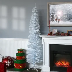 7Ft - 9Ft-National Tree Company Artificial Christmas Tree, White Tinsel, Includes Stand, 7 Feet