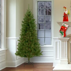 7Ft - 9Ft-National Tree Company Artificial Christmas Tree, Canadian Grande Fir, Green, White Lights, Includes Metal Base, 7.5 Feet