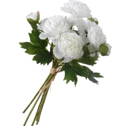 Flower Bouquets-National Tree Company Artificial Floral Bouquet, Vine Stem Base, Decorated With White Peony Blooms, Leafy Greens, Spring Collection, 13 Inches