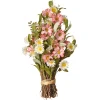 Flower Bouquets-National Tree Company Artificial Floral Bouquet, Woven Branch Base, Decorated With Pink And White Daisy Flowers, Spring Collection, 16 Inches