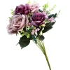 Flower Bouquets-National Tree Company Artificial Floral Bouquet, Vine Stem Base, Decorated With Purple And Pink Rose Blooms, Berry Clusters, Seed Pods, Leafy Greens, Spring Collection, 19 Inches