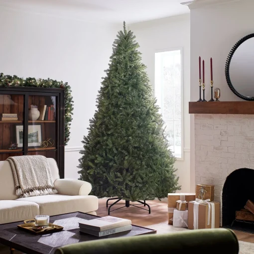 Full-National Tree Company Artificial Full Christmas Tree, Green, Dunhill Fir, Includes Stand, 9 Feet