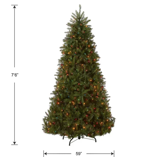 Full-National Tree Company Artificial Full Christmas Tree, Green, Dunhill Fir, Includes Stand, 7.5 Feet