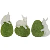 Easter Table Decor-National Tree Company Artificial Green Moss Eggs, Includes White Bunnies, Set Of Three, Easter Collection, 7 Inches