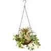 Hanging Plants-National Tree Company Artificial Hanging Basket, Decorated With Green Leaf Plants, Vines, Includes Brown Pot Base And Hanging Loop, Spring Collection, 9 Inches