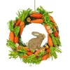 Easter Wreath-National Tree Company Artificial Hanging Wreath, Foam Grassy Base, Decorated With Carrots, Flower Blooms, Bunny, Easter Collection, 15 Inches