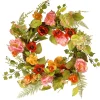 Flower Wreaths-National Tree Company Artificial Hanging Wreath, Woven Branch Base, Decorated With Assorted Flowers, Fern Fronds, Leafy Greens, Spring Collection, 22 Inches
