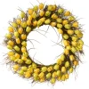 Flower Wreaths-National Tree Company Artificial Hanging Wreath, Woven Branch Base, Decorated With Yellow Tulip Blooms, Flowing Green Stems, Spring Collection, 32 Inches