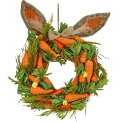 Easter Wreath-National Tree Company Artificial Hanging Wreath, Foam Ring Base, Decorated With Bunny Ears, Carrots, Leafy Greens, Includes Hanging Loop, Easter Collection, 21 Inches