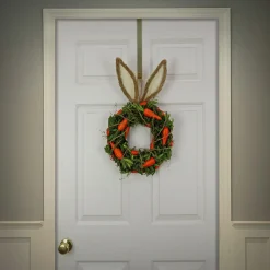 Easter Wreath-National Tree Company Artificial Hanging Wreath, Foam Ring Base, Decorated With Bunny Ears, Carrots, Leafy Greens, Includes Hanging Loop, Easter Collection, 21 Inches
