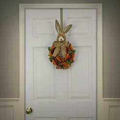Easter Wreath-National Tree Company Artificial Hanging Wreath, Foam Ring Base, Decorated With Bunny, Carrots, Vines, Leafy Greens, Easter Collection, 20 Inches