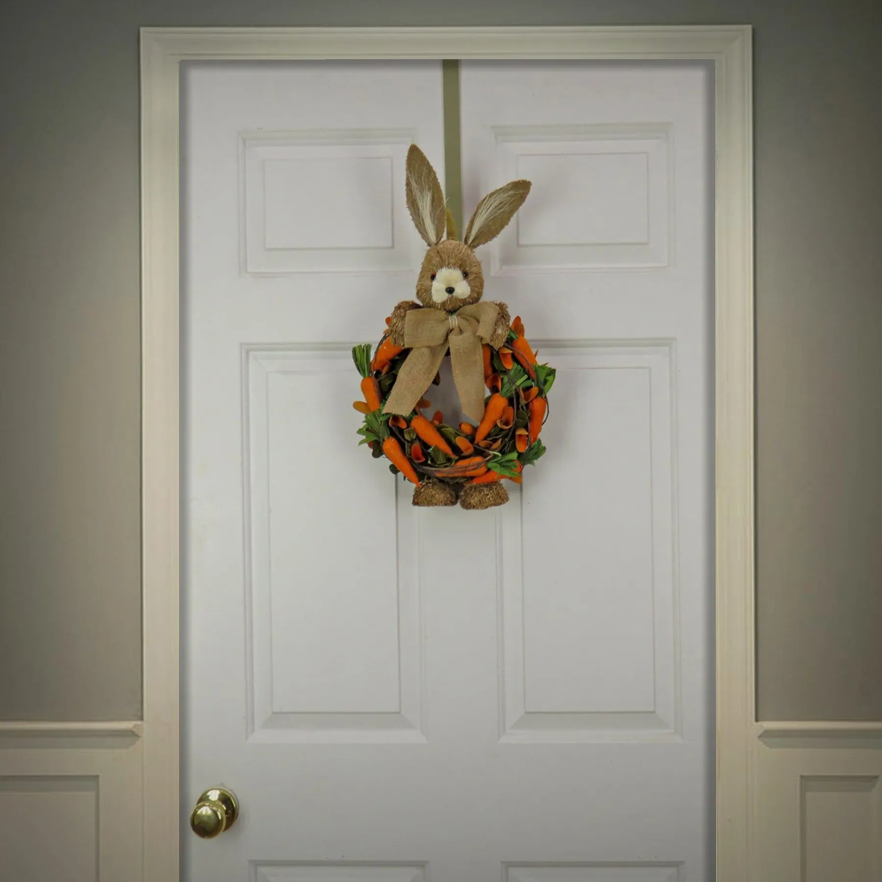 Easter Wreath-National Tree Company Artificial Hanging Wreath, Foam Ring Base, Decorated With Bunny, Carrots, Vines, Leafy Greens, Easter Collection, 20 Inches