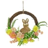 Easter Wreath-National Tree Company Artificial Hanging Wreath, Woven Branch Base, Decorated With Pastel Flower Blooms, Bunny, Leafy Greens, Easter Collection, 16 Inches