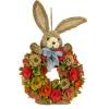 Easter Wreath-National Tree Company Artificial Hanging Wreath, Foam Base, Decorated With Red, Orange And Green Flower Blooms, Bunny Head And Feet, Includes Hanging Loop, Easter Collection, 20 Inches