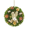 Easter Wreath-National Tree Company Artificial Hanging Wreath, Foam Ring Base, Decorated With Colorful Flower Blooms, Pastel Eggs, Bunny, Easter Collection, 13 Inches