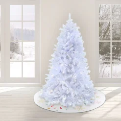 7Ft - 9Ft-National Tree Company Artificial Millville White Hinged Christmas Tree, Pre-Lit With Powerconnect Warm White Led Lights, Plug In, 7.5 Ft