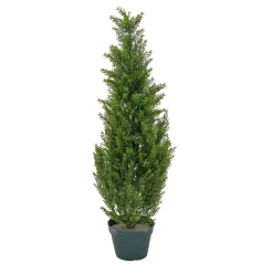 Topiaries / Shurbs-National Tree Company Artificial Mini Tree Decoration, Cedar, Includes Green Pot Base, Spring Collection, 38 Inches
