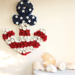 Patriotic Wreath-National Tree Company Artificial Patriotic Wreath Decoration Blue Cross Shape Decorated With Red White And Blue Flower Blooms White Stars Fourth Of July Collection 20 Inches
