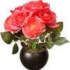 Potted Flower Plants-National Tree Company Artificial Potted Flowers, Pink Roses, Includes Black Base, Spring Collection, 9 Inches