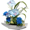 Potted Flower Plants-National Tree Company Artificial Potted Flowers, White Orchid, Decorated With Blue Roses, Leafy Greens, Includes White Base, Spring Collection, 15 Inches