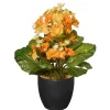 Potted Flower Plants-National Tree Company Artificial Potted Plant, Orange Flower Blooms, Includes Black Ceramic Pot, Spring Collection, 12 Inches