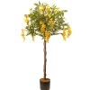Potted Flower Plants-National Tree Company Artificial Potted Tree, Wisteria, Decorated With Yellow Flower Blooms, Includes Black Pot Base, Spring Collection, 4 Feet