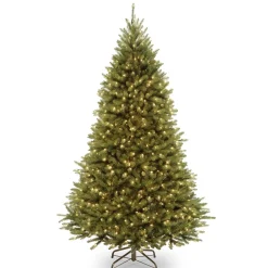 7Ft - 9Ft-National Tree Company Artificial Pre-Lit Medium Christmas Tree, Green, Kingswood Fir, Dual Color Led Lights, Includes Stand, 7.5 Feet