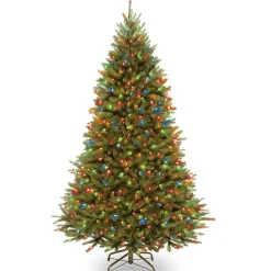 7Ft - 9Ft-National Tree Company Artificial Pre-Lit Medium Christmas Tree, Green, Kingswood Fir, Dual Color Led Lights, Includes Stand, 7.5 Feet