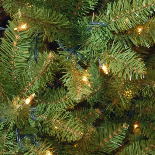 Slim-National Tree Company Artificial Pre-Lit Medium Christmas Tree, Green, Kingswood Fir, Dual Color Led Lights, Includes Stand, 7.5 Feet