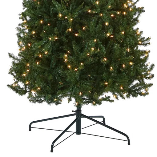 Clear-National Tree Company Artificial Pre-Lit Slim Christmas Tree, Green, Kingswood Fir, White Lights, Includes Stand, 10 Feet