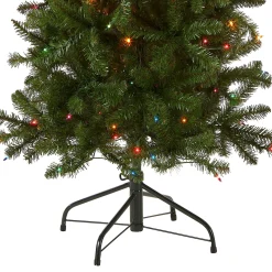 5Ft - 6Ft-National Tree Company Artificial Pre-Lit Slim Christmas Tree, Green, Kingswood Fir, Multicolor Lights, Includes Stand, 6.5 Feet
