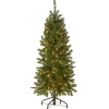 Slim-National Tree Company Artificial Pre-Lit Slim Christmas Tree, Green, Kingswood Fir, White Lights, Includes Stand, 4.5 Feet