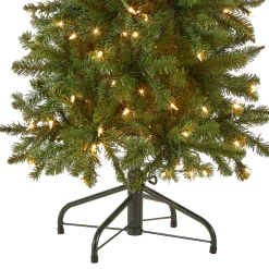 Slim-National Tree Company Artificial Pre-Lit Slim Christmas Tree, Green, Kingswood Fir, White Lights, Includes Stand, 4.5 Feet