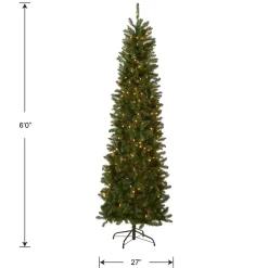 5Ft - 6Ft-National Tree Company Artificial Pre-Lit Slim Christmas Tree, Green, Kingswood Fir, White Lights, Includes Stand, 6 Feet