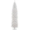 Slim-National Tree Company Artificial Pre-Lit Slim Christmas Tree, White, Kingswood Fir, White Lights, Includes Stand, 12 Feet