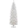5Ft - 6Ft-National Tree Company Artificial Pre-Lit Slim Christmas Tree, White, Kingswood Fir, White Lights, Includes Stand, 6.5 Feet