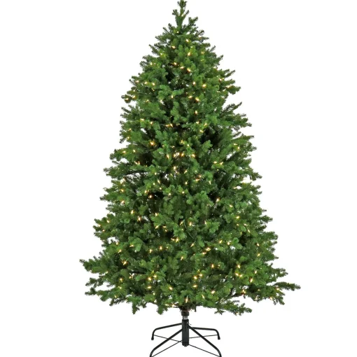 Full-National Tree Company Artificial Rockport Christmas Tree, Pre-Lit With Powerconnect Warm White Led Lights, Plug In, 7.5 Ft