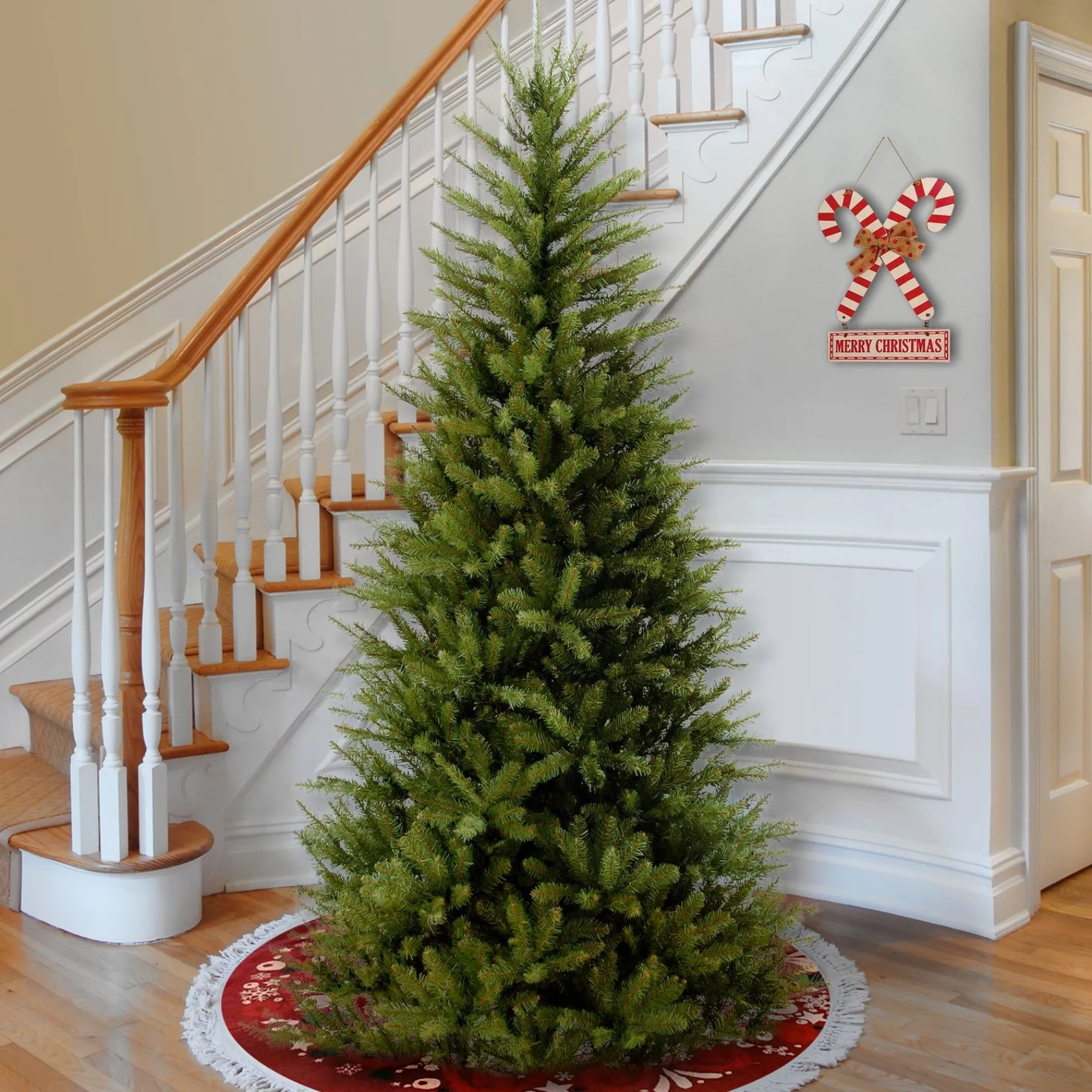 5Ft - 6Ft-National Tree Company Artificial Slim Christmas Tree, Green, Dunhill Fir, Includes Stand, 6.5 Feet